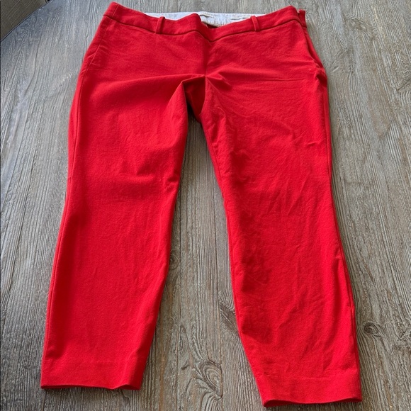 J Crew Minnie Stretch Trousers Red Pants 14 Women - Picture 1 of 12